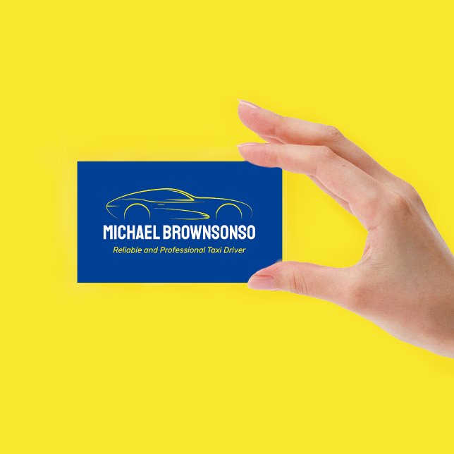 Carte De Visite Conception d'illustration de voiture de luxe jaune (Navy Yellow Luxury Car Illustration Design Business Card)