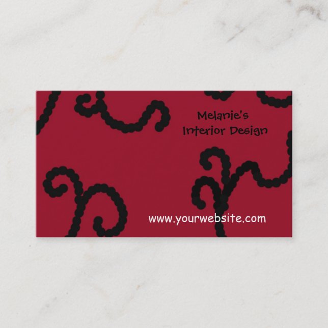 Carte De Visite Conception d'intérieur classe rouge et noir (Devant)