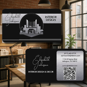 Carte De Visite Conception d'intérieur ou logo d'architecte noir e