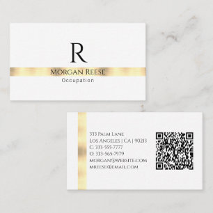 Carte De Visite Conception d'or noir et de blanc, code QR, nom et