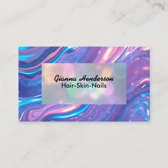 Carte De Visite Conception élégante et iridescent violet clair  (Devant)