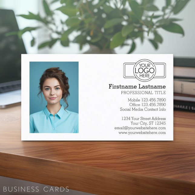 Carte De Visite Conception exécutive de base avec logo et photo (Classic Business Card Design with a Photo)