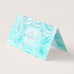 Carte De Visite conception florale blanche fantaisie d'aquarelle