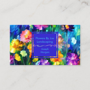 Carte De Visite Conception florale colorée personnalisée brillante