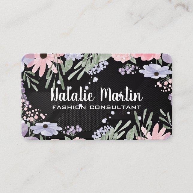 Carte De Visite Conception florale | Nature élégante (Devant)