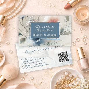 Carte De Visite Conception florale rose pâle bleu délicat