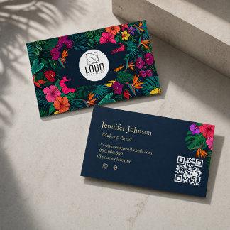 Carte De Visite Conception Florale Tropicale | Hibiscus & Feuillag