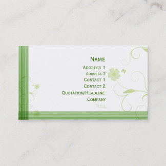 Carte De Visite Conception florale verte élégante