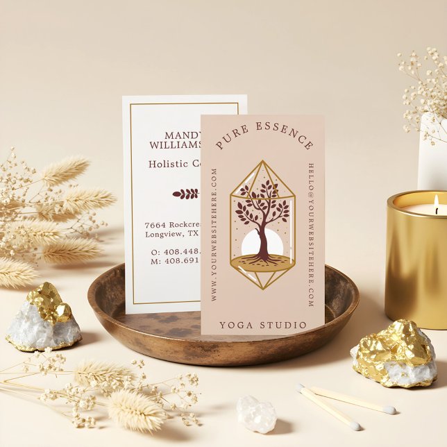 Carte De Visite Conception Holistique de Cristal d'Arbre de Vie Él (Elegant Tree Of Life Crystal Holistic Coach Design Business Card)