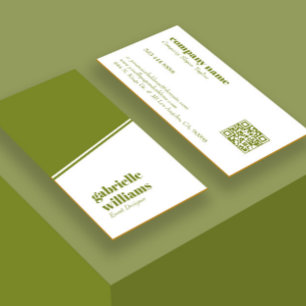 Carte De Visite Conception minimaliste verte et blanche