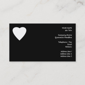 Carte De Visite Conception noire et blanche de coeur d'amour