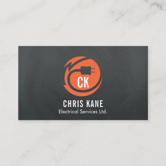 Carte De Visite Conception orange et grise de logo d'électricien (Devant)
