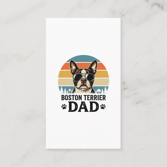 Carte De Visite Conception Papa Boston Terrier Amant de Chien Vint (Devant)