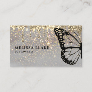 Carte De Visite conception papillon sur faux scintillement