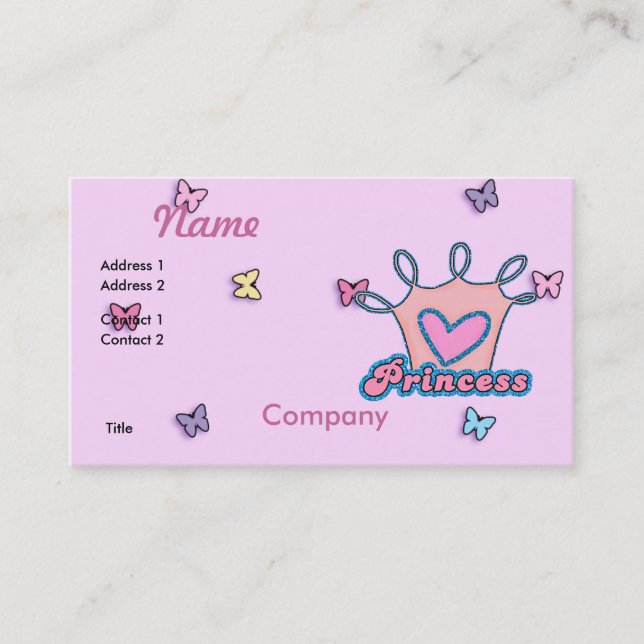 Carte De Visite Conception Princesse Paillettes (Devant)