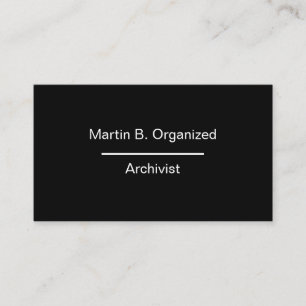 Carte De Visite Conception professionnelle d'un archiviste simple