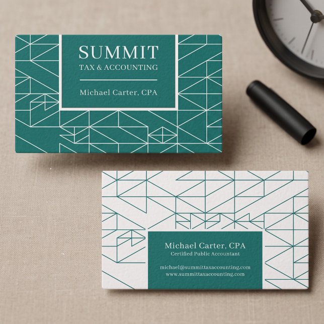 Carte De Visite Conception professionnelle géométrique moderne (Simulated business cards on table)