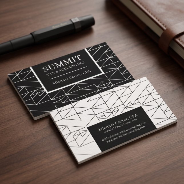 Carte De Visite Conception professionnelle géométrique moderne (Simulated business cards on table)