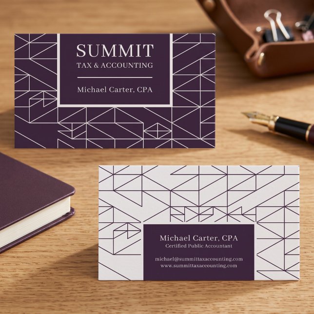 Carte De Visite Conception professionnelle géométrique moderne (Simulated business cards on table)