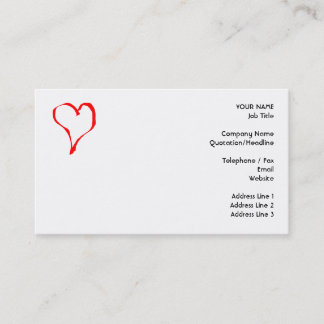 Carte De Visite Conception rouge et blanche de coeur d'amour