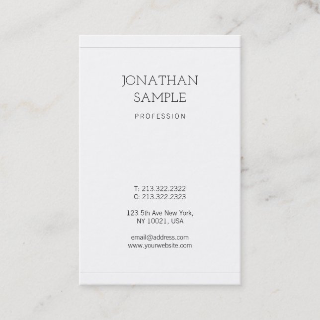 Carte De Visite Conception Simple Professionnelle Élégante Luxueus (Devant)