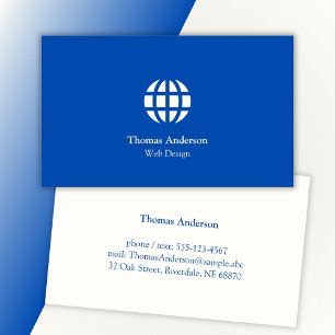 Carte De Visite Conception Web minimaliste moderne bleu et blanc