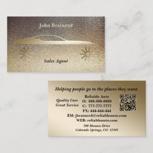 Carte De Visite Concessionnaire automobile Code QR Classy Gold & B