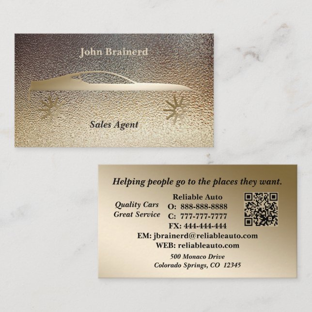 Carte De Visite Concessionnaire automobile Code QR Classy Gold & B (Devant / Derrière)