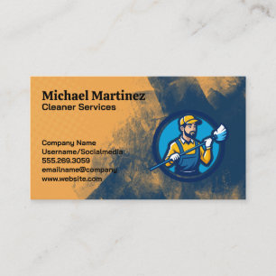 Carte De Visite Concierge avec serpillière Nettoyeurs