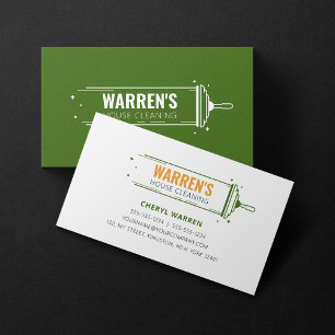 Carte De Visite Concierge de maison minimaliste vert orange Ménage