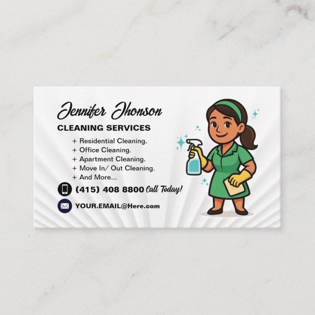Carte De Visite Concierge de maison Service de nettoyage (Devant)