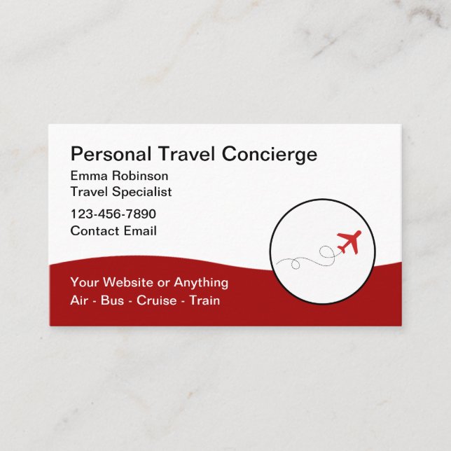 Carte De Visite Concierge De Voyage Et Promotionnels (Devant)