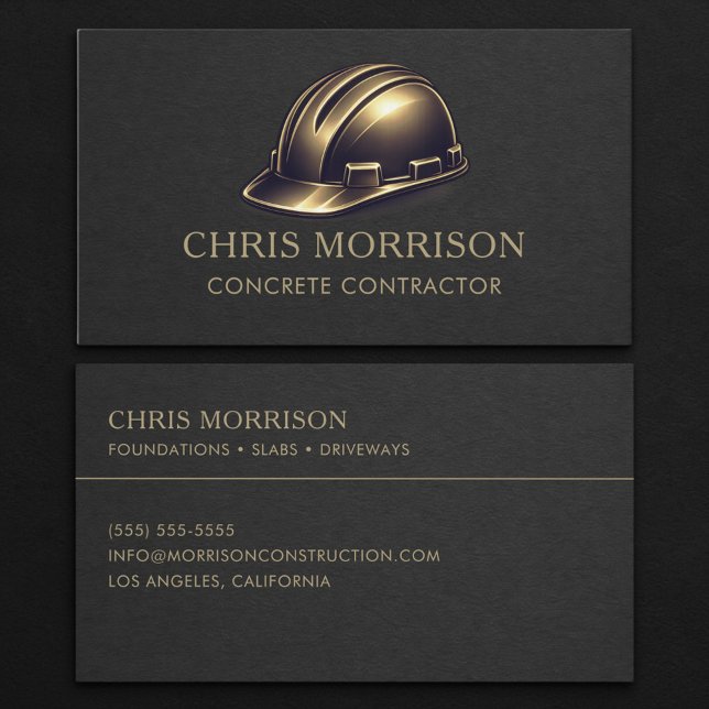Carte De Visite Concrete Contractor Hard Hat Professional (Créateur téléchargé)