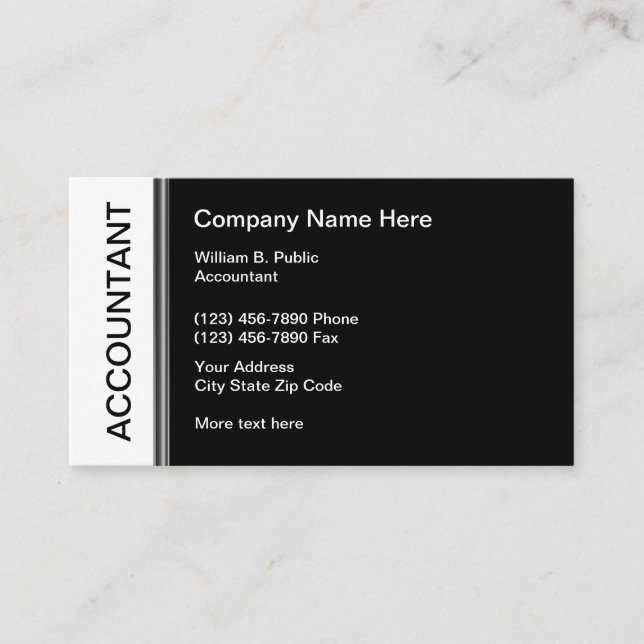 Carte De Visite Conçu par un professionnel pour un comptable (Devant)