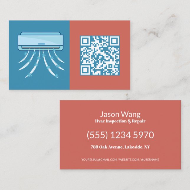 Carte De Visite Conditionnement de l'air QR du code d'analyse (Devant / Derrière)