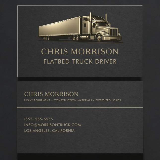 Carte De Visite Conducteur de Camion à Plateforme Professionnel (Créateur téléchargé)
