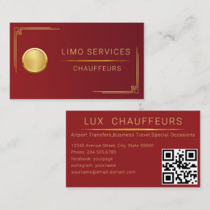 Carte De Visite Conducteur de service Limo, Cabine, Taxi Golden QR