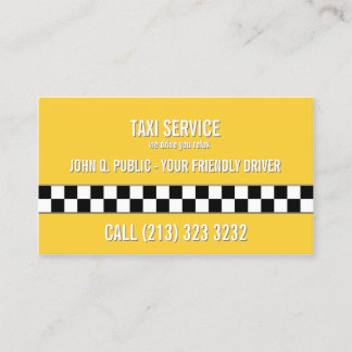 Carte De Visite Conducteur de taxi Motif noir et blanc