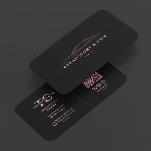 Carte De Visite Conducteur de voiture minimal Chauffeur Rose Noir