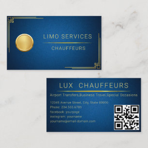 Carte De Visite Conducteur Limo Et Service Chauffeur Cuir Bleu QR