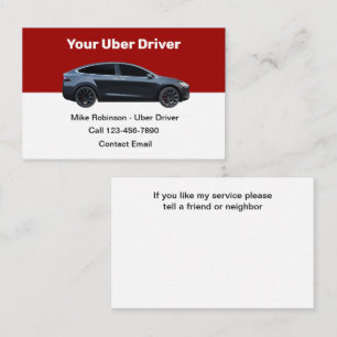 Carte De Visite Conducteur Uber Moderne de Réservation de Trajet