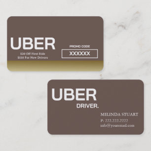 Carte De Visite Conducteur Uber Référence Moderne Bordure Dorée