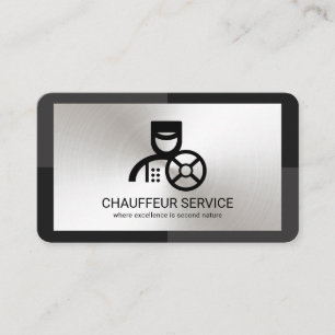 Carte De Visite Conduite en plaque argentée gris monochrome