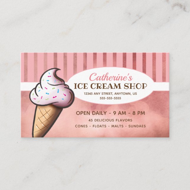 Carte De Visite Cône de crème glacée lunaire | Ice Cream Shop (Devant)