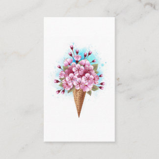 Carte De Visite Cône de gaufre de glace rose Sakura