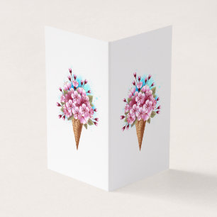 Carte De Visite Cône de gaufre de glace rose Sakura