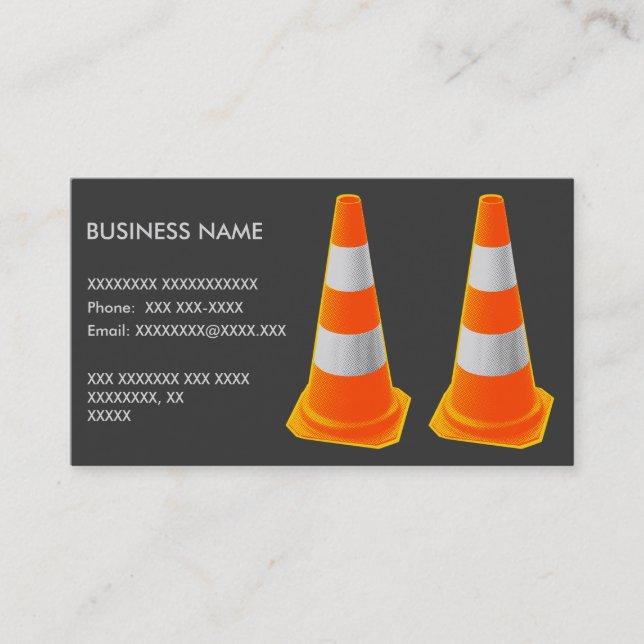 Carte De Visite Cône de signalisation avec bandes grises (Devant)