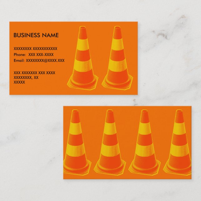 Carte De Visite Cône de signalisation avec bandes jaunes (Devant / Derrière)