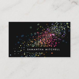 Carte De Visite Confetti Bokeh noir coloré moderne