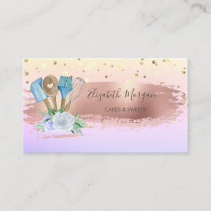 Carte De Visite Confetti, Brush Stroke Boulangerie Outils main Fle